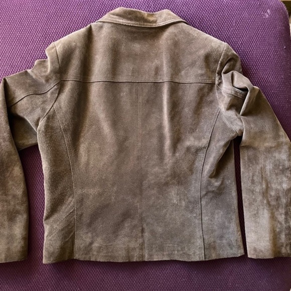 Women's Brown Suede Leather Jacket, Size 10 - Picture 4 of 5
